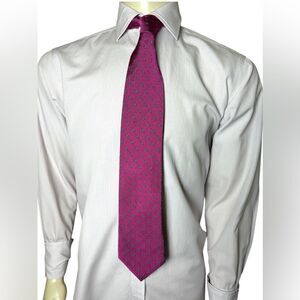 Hickey-Freeman Silk Magenta Tie w/Blue & Green Squares Perfect Condition
